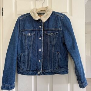 Levi's Women's Sherpa Collar Denim Jacket in Dark Blue